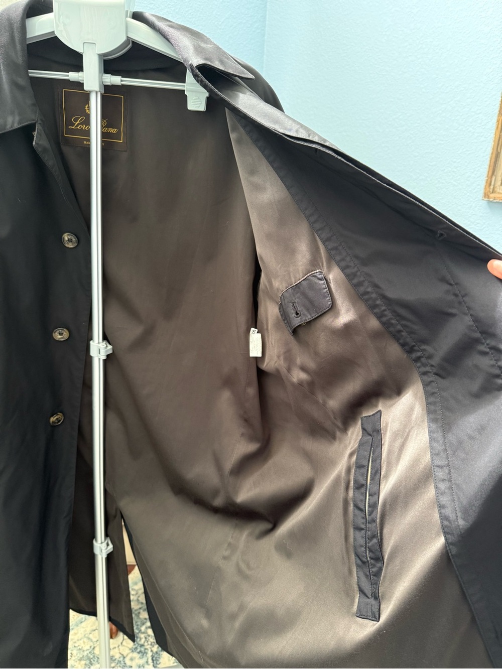 LORO PIANA Men's Black Trench Raincoat Overcoat Jacket Coat Storm System Luxury - Picture 8 of 13